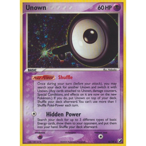 Unown Q Q/28 EX Unseen Forces Unown Collection Holo Rare Pokemon Card NEAR MINT TCG