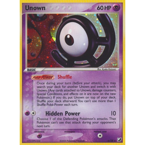Unown U U/28 EX Unseen Forces Unown Collection Holo Rare Pokemon Card NEAR MINT TCG