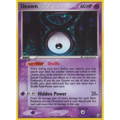 Unown V V/28 EX Unseen Forces Unown Collection Holo Rare Pokemon Card NEAR MINT TCG