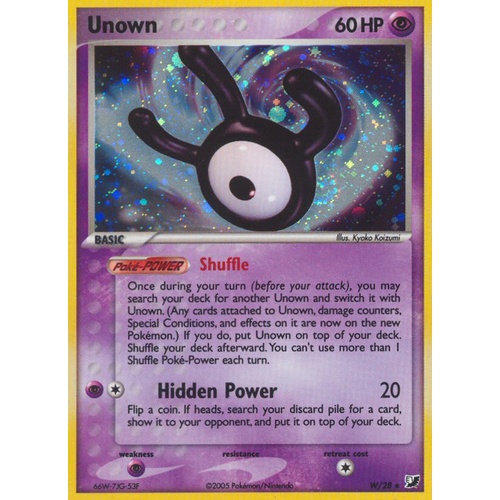 Unown W W/28 EX Unseen Forces Unown Collection Holo Rare Pokemon Card NEAR MINT TCG