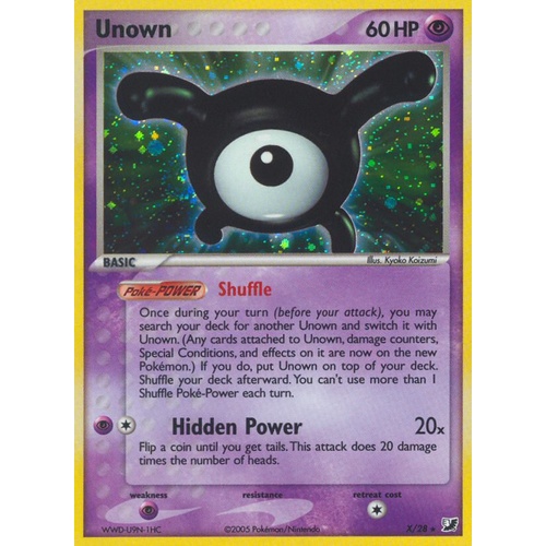 Unown X X/28 EX Unseen Forces Unown Collection Holo Rare Pokemon Card NEAR MINT TCG