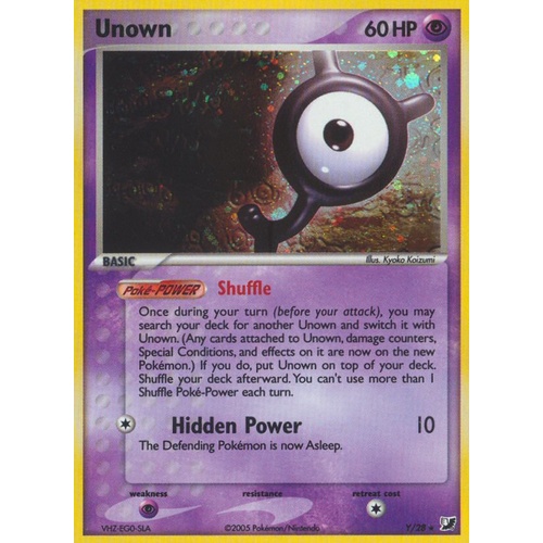 Unown Y Y/28 EX Unseen Forces Unown Collection Holo Rare Pokemon Card NEAR MINT TCG