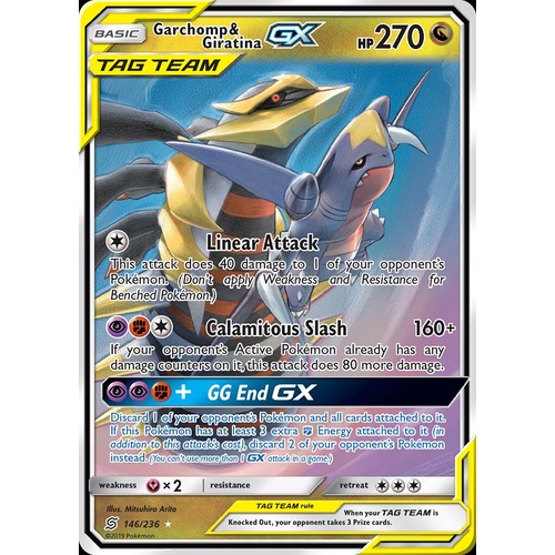 Garchomp & Giratina GX 146/236 SM Unified Minds Holo Ultra Rare Pokemon Card NEAR MINT TCG