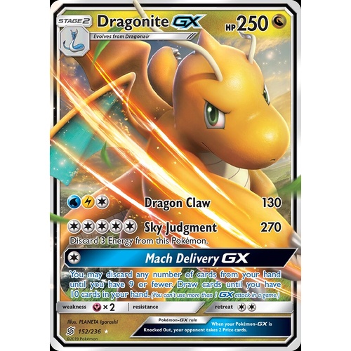Dragonite GX 152/236 SM Unified Minds Holo Ultra Rare Pokemon Card NEAR MINT TCG