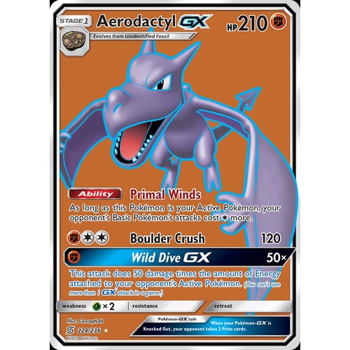 Aerodactyl GX 224/236 SM Unified Minds Holo Full Art Ultra Rare Pokemon Card NEAR MINT TCG