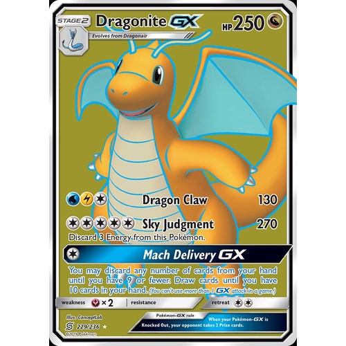 Dragonite GX 229/236 SM Unified Minds Holo Full Art Ultra Rare Pokemon Card NEAR MINT TCG