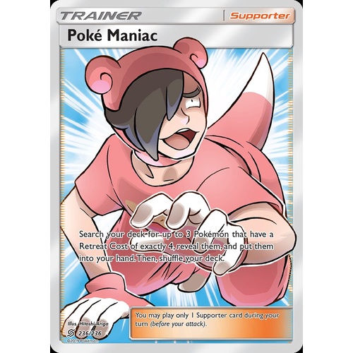 Poke Maniac 236/236 SM Unified Minds Holo Full Art Ultra Rare Pokemon Card NEAR MINT TCG