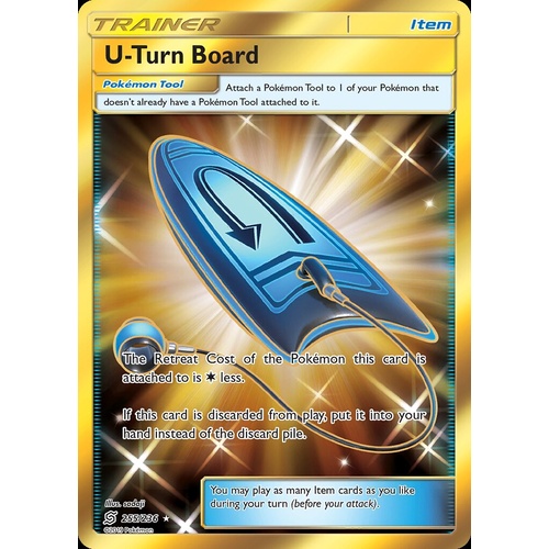 U-Turn Board 255/236 SM Unified Minds Holo Full Art Secret Rare Pokemon Card NEAR MINT TCG