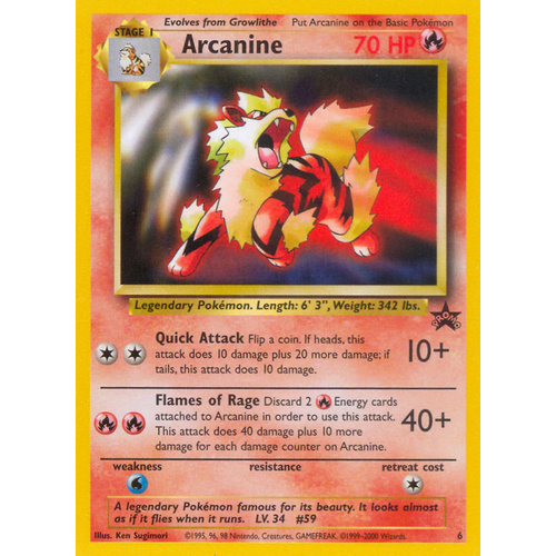 Arcanine #6 WOTC Black Star Promo Pokemon Card NEAR MINT TCG