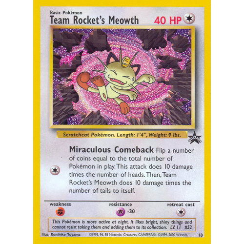 Team Rocket's Meowth #18 WOTC Black Star Promo Pokemon Card NEAR MINT TCG