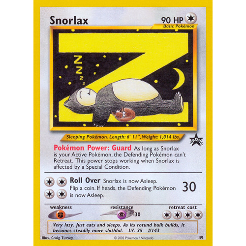 Snorlax #49 WOTC Black Star Promo Pokemon Card NEAR MINT TCG