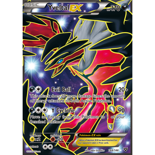 Yveltal EX 144/146 XY Base Set Holo Ultra Rare Full Art Pokemon Card NEAR MINT TCG