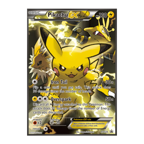 MODERATELY PLAYED Pikachu EX XY124 XY Black Star Promo Pokemon Card TCG